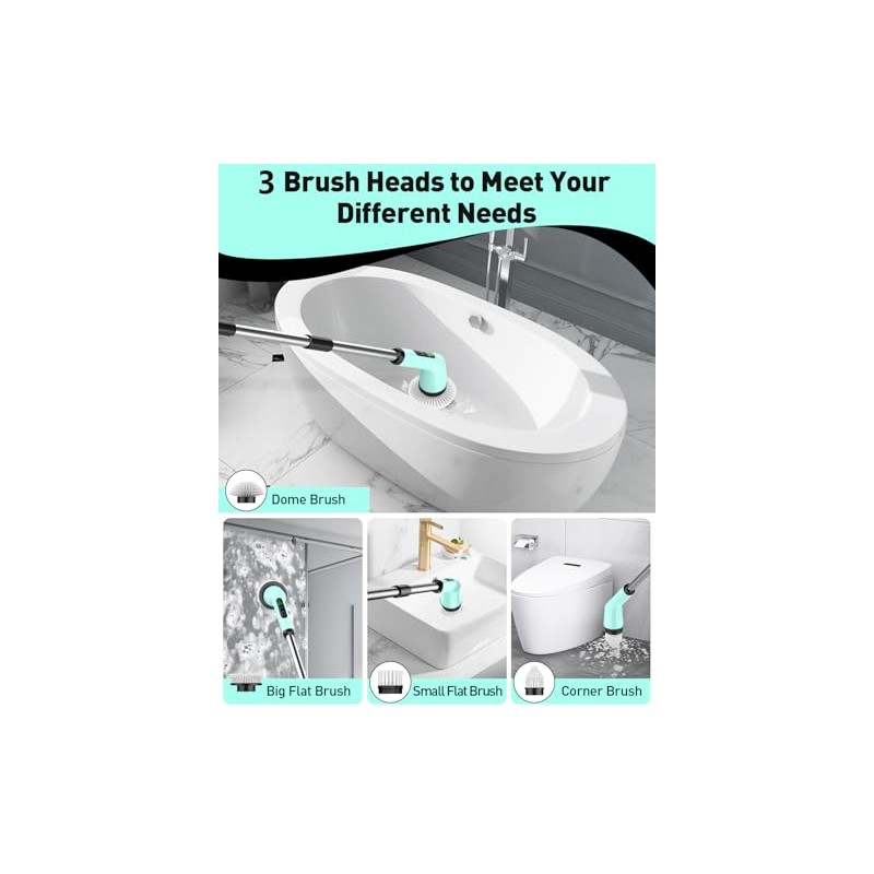 Depurador Eléctrico Giratorio Limpieza Baño Cepillo Polvo Inalámbrico Ipx7 Impermeable