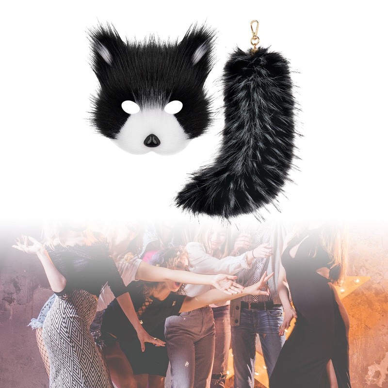 rockible Therian Mask and Tail Furry Tail Keychain Wolf Mask