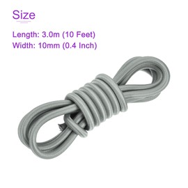 DMiotech 10mm Shock Cord, 3 M Grey Bungee Cord Tent Pole Shock Cord Round Elastic Kayak Rope Stretch String Marine Grade Heavy Polyester for DIY Projects Tie Downs