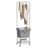 ELYKEN Laundry Cart with Hanging Rack, Rolling Laundry Hamper with