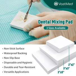 100PCs Dental Sheets Mixing Pads 2 Sides Paper 3"x3" (7.6x7.6cm) by VASTMED | Disposable Lab Mixing Papers Poly Coated for Dental Repairs & Fillings Material, Mixing Composites