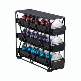 coffee Pod Holder 3 Tier Coffee Pod Holder For Countertop With 24 pods,Black 1pcs