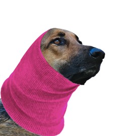 SUNTRADE Dog Calming Hood with Ear Covers, Anxiety Relief Head Protection, Grooming and Bath Neck Warmer (Pink, L)