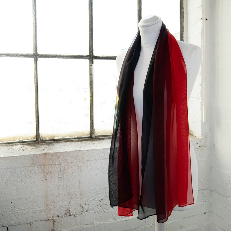 Basic Sense Two Tone Chiffon Scarf, Two-tone Red