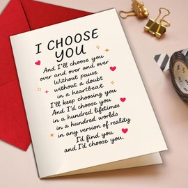 Podagree I Choose You – Romantic Birthday Card for Husband, Boyfriend, Perfect for Anniversary or Special Occasion, Heartfelt Love Message – 8x5.3 Inch