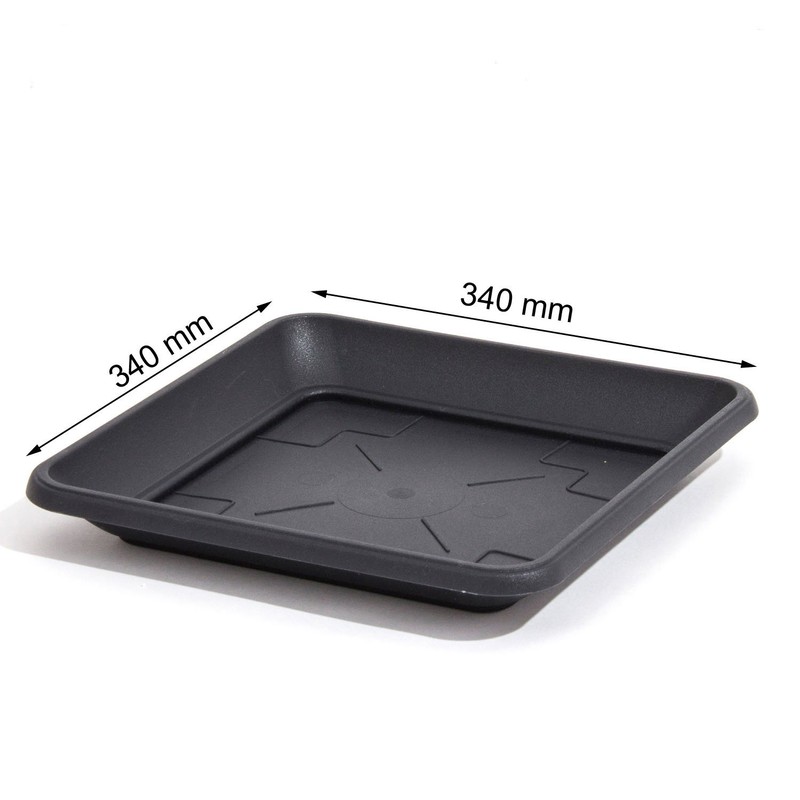 Anthracite square flower pot with saucer TERRA 37x37 cm ,