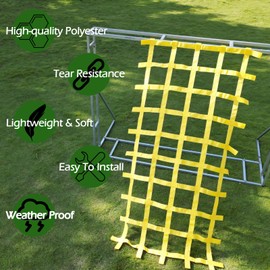 CLCLC Climbing Cargo Net -Playground Play Safety Net,Rope Ladder, Jungle Gyms, Swing Set, Obstacle Courses for Outdoor Treehouse-8 ft X 4 ft(96 inch x 48 inch)-Yellow