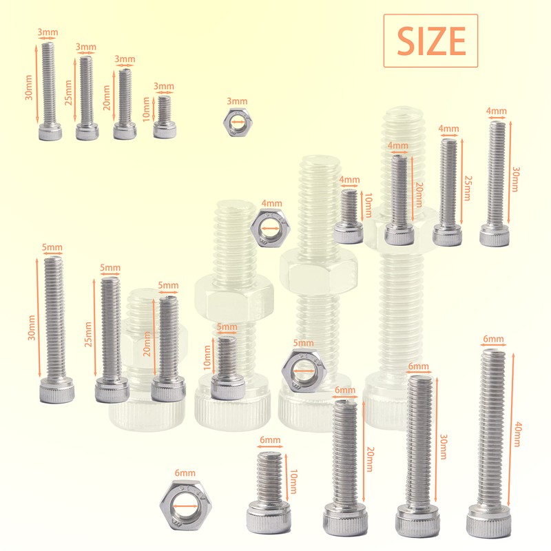 huruirui Nut and Bolts Set M3 M4 M5 M6 304
