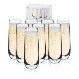 True Stemless Champagne Flutes, Stemless Mimosa Glasses, Prosecco Wine Flutes, Party Glasses, Cocktail Cups, Mimosa Bar Supplies, 9 oz, Set of 8