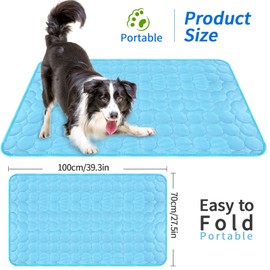 Yegookay Cooling Mat for Dogs Cats Large 70 x 100 cm Cooling Blanket Dog Rabbit Cooling Plate Dogs Cooling Mat Self-Cooling XL Air Conditioning Boot Dog Suitable for Car Home and Outdoor (Blue XL)