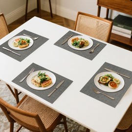 Faux Leather Placemats, PU Table Mats, Set of 10,Waterproof, Stain Resistant,Heat Resistant,Non-Slip Easy to Clean for Kitchen Dining Table,Conference Table (Dark Grey