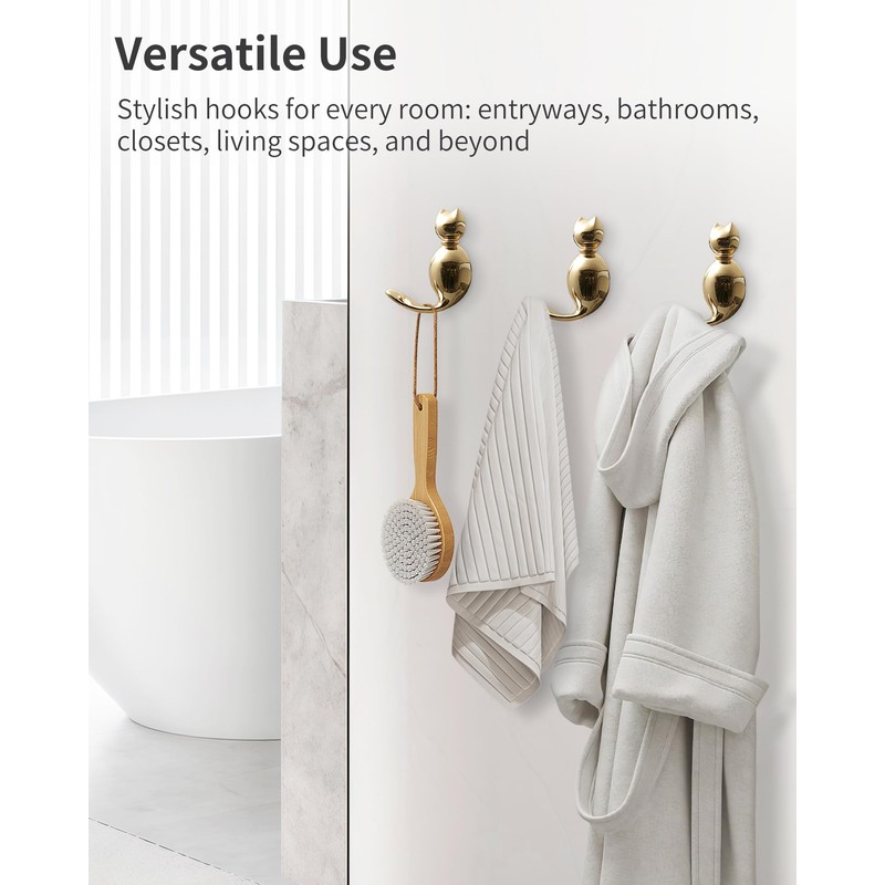 RIXIGOOD Decorative Wall Hooks Cute Cat, Coat Hooks Wall Mount