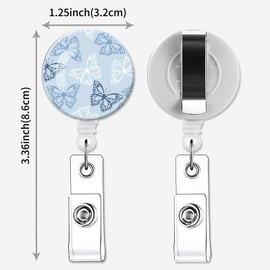2 Pack Badge Reels Holder Retractable with ID Clip for Nurse Name Tag Card Nursing for Doctor Teacher Student Employee Office Medical Work (Cute Butterfly)