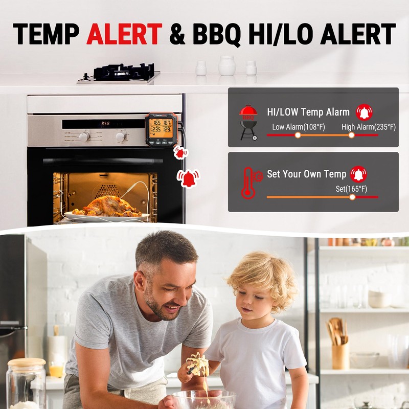 ThermoPro TP717 Digital Meat Thermometer for Grilling, Backlit Grill Thermometer