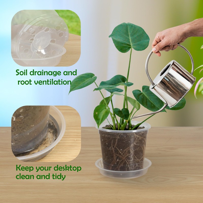 30 Pack 3/4/5/6/7 Inch Clear Nursery Pots with Drainage and