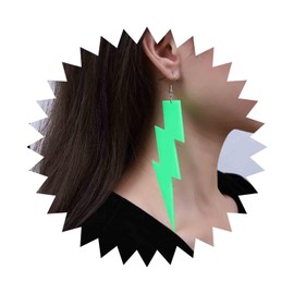 Cimenexe Punk Green Acrylic Thunder Drop Earrings Acrylic Lighting Bolt Dangle Earrings Vintage Lighting Earrings Minimalist 80s Neon Green Earrings Jewelry for Women and Girls Gifts
