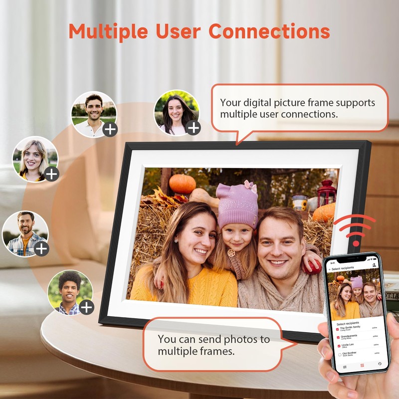 Frameo 10.1" WiFi Digital Picture Frame with 32GB Memory, 1280