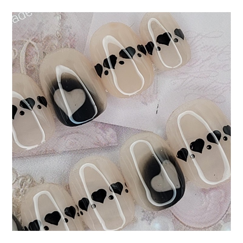 Shadow Heart Handmade Nail Tips - Square L / 쉐도우