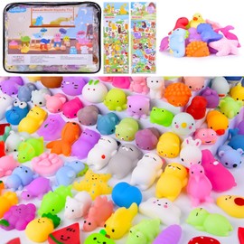 LEEHUR LEEHUR 100PCS Mochi Squishy Toys, Mini Kawaii Squishies Party Bag Fillers For Kids Soft Fidget Toys Stress Squeeze Toys Prizes Kid Easter Christmas Birthday Gifts Goodie Bag Stuffers With Storage Bag