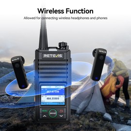 Retevis RB58 Bluetooth Walkie Talkies with Earpiece, Waterproof Two Way Radio with Noise Cancelling, Group Call, APP Control, 1800mAh, NOAA, VOX, Emergency Alarm, for Hunting, Camping, Hiking(2 Pack)