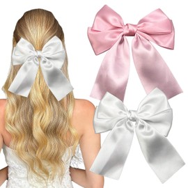 Christmas Headbands Hair Band Christmas Hair Accessories for Women and Girls Hair Clips with Large Bow Soft Silky Long Tail French