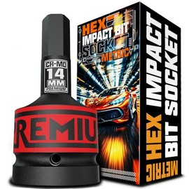 Aiourx 1 Inch Drive H14 (14 mm) Hex Impact Socket, Metric Allen Bit Socket, Cr-Mo Steel, for Car Maintenance