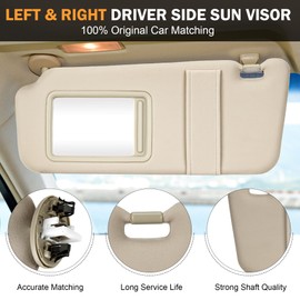 Left Driver & Right Passenger Side Sun Visor with Light Fit for Toyota Camry 2007 2008 2009 2010 2011 Beige Replace # ‎74320-06800-B0 74310-06770-B0 (1 Pair)