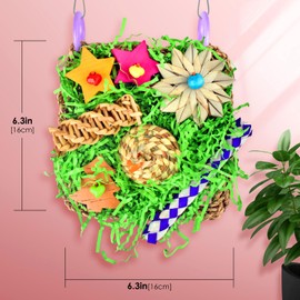 KATUMO Bird Toys, Conure Toys Parakeet Grass Mat Toys Parrot Foraging Shredding Toys for Cockatiel Conure Lovebird Parakeet Small to Medium Birds