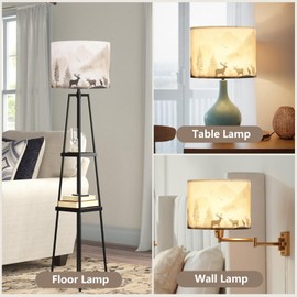 Novantl Fabric Lamp Shades Set of 2, 13” Width and 10” Height Lamp Shades, HD Printing Deer Lamp Shade, Lampshade fit with Spider and Uno, Rustic Farmhouse Lamp Shades for Table Lamps, Floor Lamps