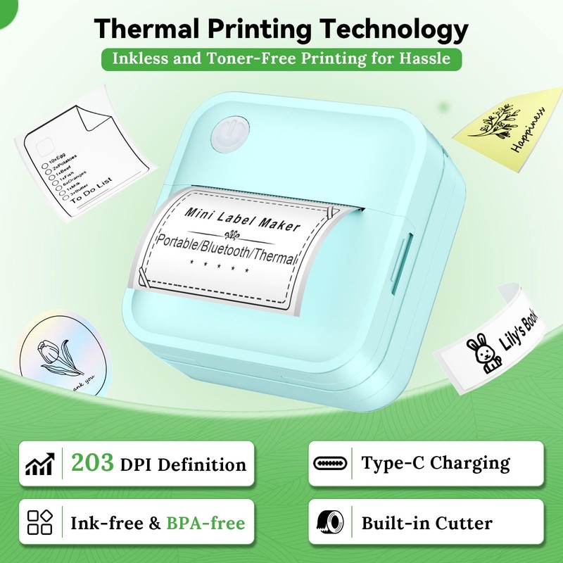 Miouca Label Maker Machine with Tape - Mini Sticker Printer