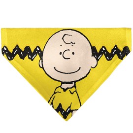 Peanuts Pet Bandana Charlie Brown Smiling Face Pose with Stripe Yellow Slip On Collar Bandana Only