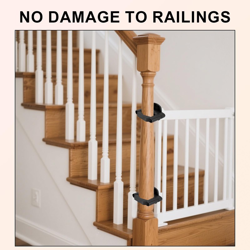 2pcs Baby Gate Banister Adapters, Black No-Drill Mounting Accessories Universal