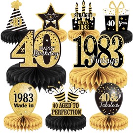 9PCS 40th Birthday decorations 40th birthday Centerpieces for Tables Decorations Vintage 1983 Honeycomb Table Topper Back in 1983 40th Birthday Decorations for Men and Woman 40 Years Birthday Party