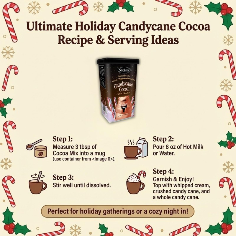Stephen’s Gourmet Dark Chocolate Candy Cane Hot Cocoa Mix, Rich