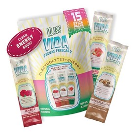 KLASS VIDA Mezcla de bebida hidratante + energizante con electrolitos – Paquete de variedad con hibisco, horchata de café y fresa con sandía, sin azúc