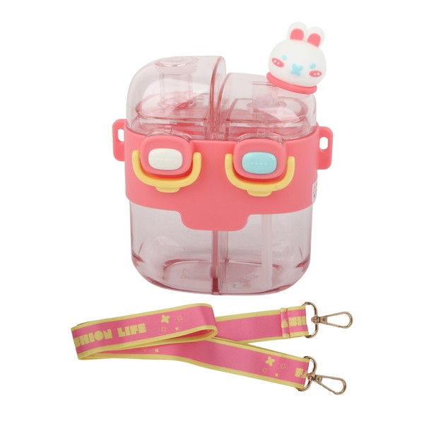 Dual Drink Water Bottle 530ML Cute Cartoon Design Dual Use