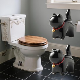 Ceramic Toilet Bolt Covers Decorative, Toilet Screw Cover Caps, Toilet Bolt Caps, Cute Toilet Screw Cover Caps, Set of 2 Toilet Floor Screw Cover Caps, Bathroom Decor (Black cat)