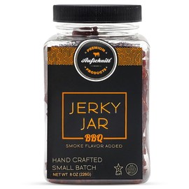 Aufschnitt Meats Beef Jerky Jar - Grass Fed Beef - Kosher, Halal, and Keto Friendly - Gift Idea - 8 oz Jar, BBQ