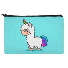Cute Kawaii Rainbow Llama Unicorn Makeup Cosmetic Bag Organizer Pouch