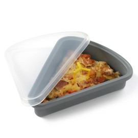 KEVJES 4 juegos de contenedores de silicona reutilizable para pizza con tapas herméticas, sin BPA, se adapta a rebanadas individuales de hasta 16 pulgadas, ahorra espacio, organizador de refrigerador
