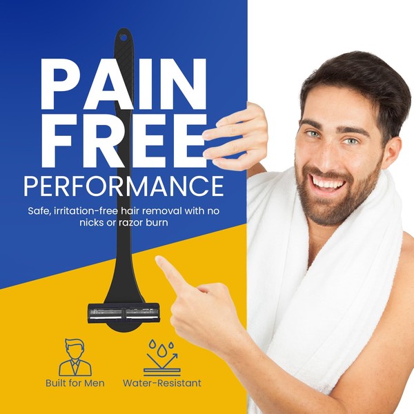 18" Back Shaver & Scrubber for Men – 2-in-1 Pain-Free