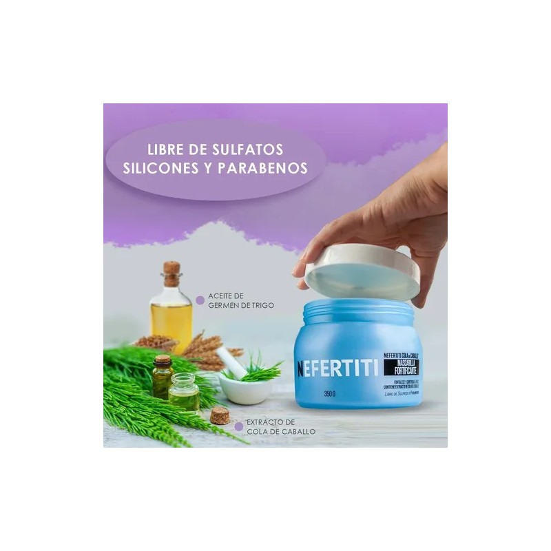 Mascarilla Para Cabello Con Cola De Caballo Nefertiti 350gr