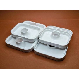 Unbranded Vinyl Downspout caps, size 3X4" (set of 6 or 8) for Kratky/N-F-T Hydroponics - 4 in x 4 out caps(set of 8), White