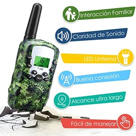 KIDS CHOICE 2 Pzas Walkie Talkies para Niños,Camping Juguetes al Aire Libre
