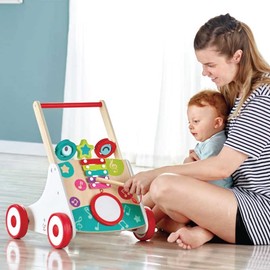Hape Wooden Push and Pull Music Learning Walker| Multiple Activities Center for Toddlers Ages 10 Months and Up