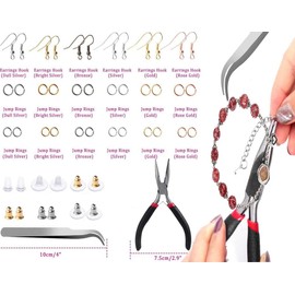 DIY Crafts 900 Grm, Silver, Earring Hooks Earring Jewelry Making Kit Earring Hooks for with Jump Rings Earring Backs Pliers Tweezers Jump Ring Opener for Jewelry Making a (900 Grm, Silver)