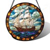 DASTOLL Stained Glass Window Hanging, Sailing Ocean Sun Catchers Glass