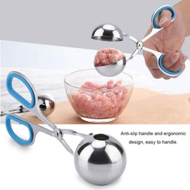 Large Meatball Ball Maker, Non-Slip Handles, Non-Sticky Stainless Steel Meat Baller Tongs for Kitchen (Blue)
