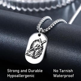 KATHLU Jesus Necklace for Men Women 925 Sterling Silver Jesus Pendant Christian Necklace Jesus Medal Protection Amulet Jewelry Gift