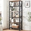 HOMBAZAAR 6 Tier Bookshelf,74 Inch Tall Industrial Bookshelf with Metal